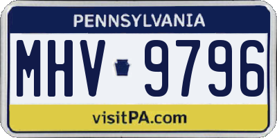 PA license plate MHV9796