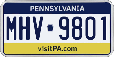 PA license plate MHV9801