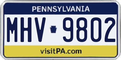 PA license plate MHV9802