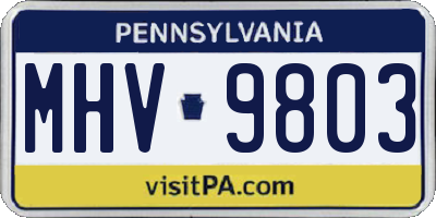 PA license plate MHV9803