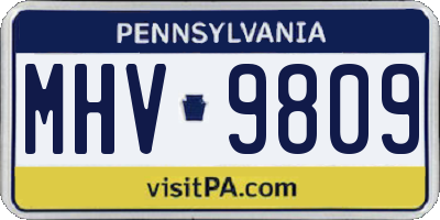 PA license plate MHV9809