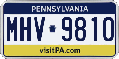 PA license plate MHV9810