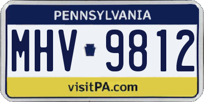 PA license plate MHV9812