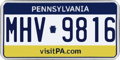 PA license plate MHV9816