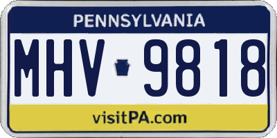 PA license plate MHV9818