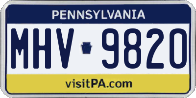 PA license plate MHV9820