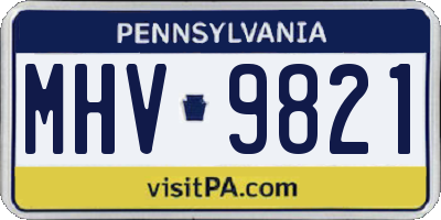 PA license plate MHV9821