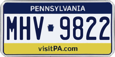 PA license plate MHV9822