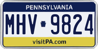 PA license plate MHV9824
