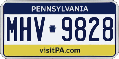 PA license plate MHV9828