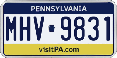 PA license plate MHV9831
