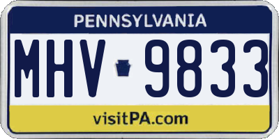 PA license plate MHV9833