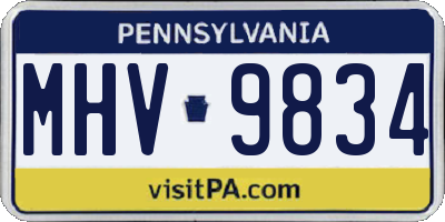 PA license plate MHV9834