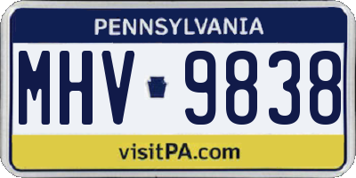 PA license plate MHV9838