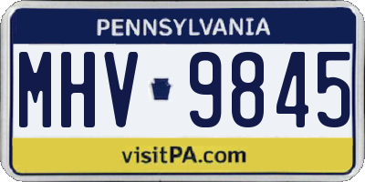 PA license plate MHV9845
