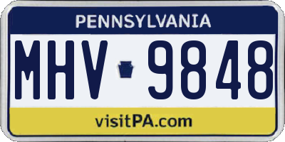 PA license plate MHV9848