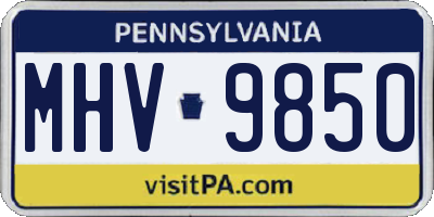 PA license plate MHV9850