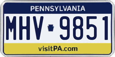 PA license plate MHV9851