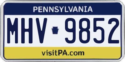 PA license plate MHV9852