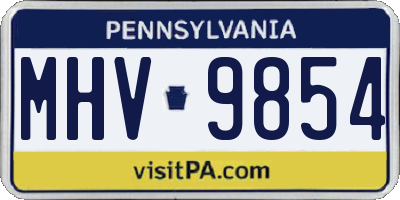 PA license plate MHV9854