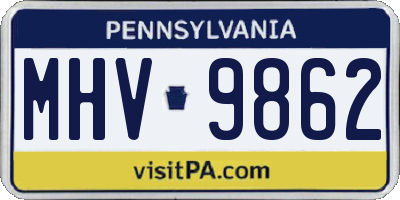 PA license plate MHV9862