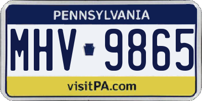 PA license plate MHV9865