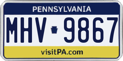 PA license plate MHV9867