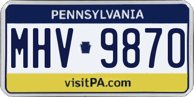 PA license plate MHV9870