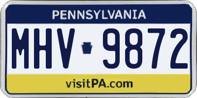 PA license plate MHV9872