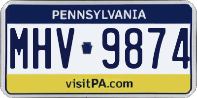 PA license plate MHV9874
