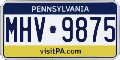 PA license plate MHV9875