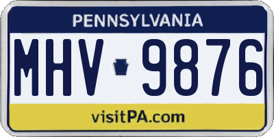 PA license plate MHV9876