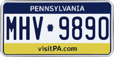 PA license plate MHV9890