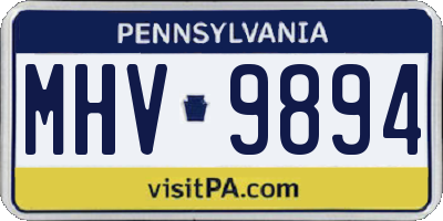 PA license plate MHV9894