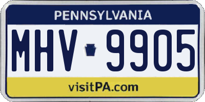 PA license plate MHV9905