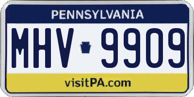 PA license plate MHV9909