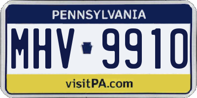 PA license plate MHV9910