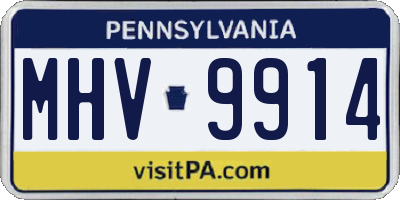 PA license plate MHV9914