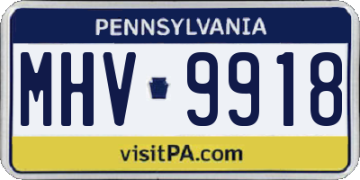 PA license plate MHV9918