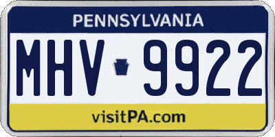 PA license plate MHV9922