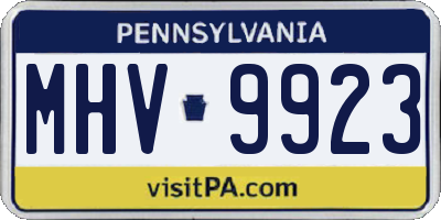 PA license plate MHV9923