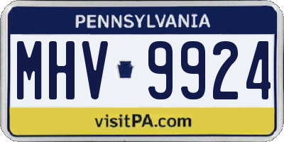 PA license plate MHV9924