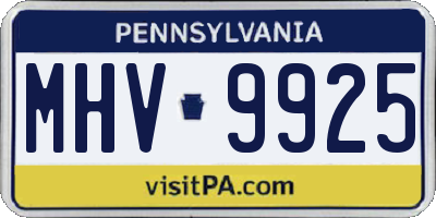 PA license plate MHV9925