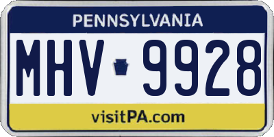 PA license plate MHV9928
