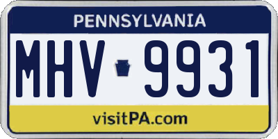 PA license plate MHV9931