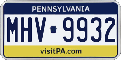 PA license plate MHV9932
