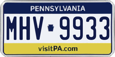 PA license plate MHV9933