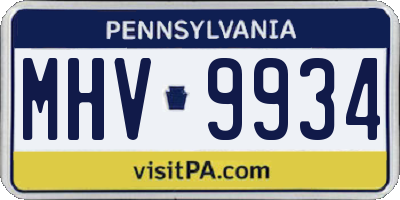 PA license plate MHV9934