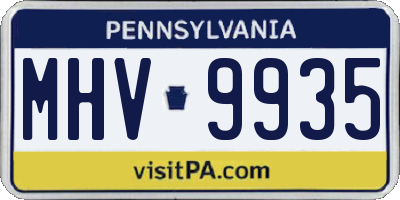 PA license plate MHV9935