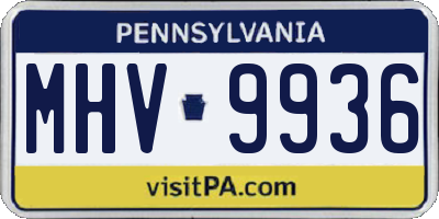 PA license plate MHV9936